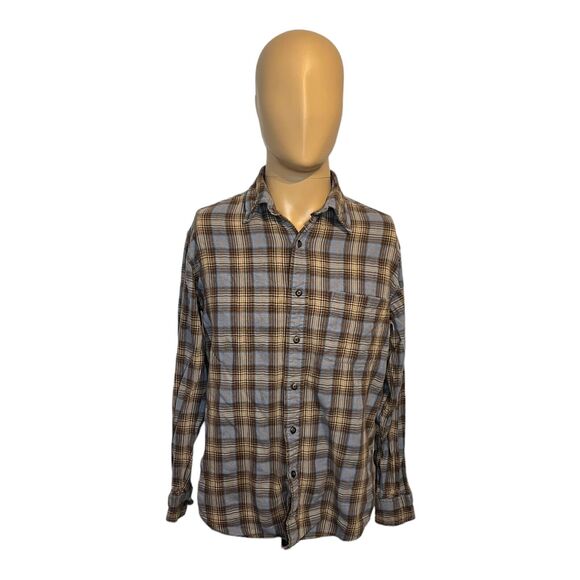 Arrow Classic Vintage Men's Brown Plaid Flannel Button Down Shirt Medium Cotton - Picture 2 of 6